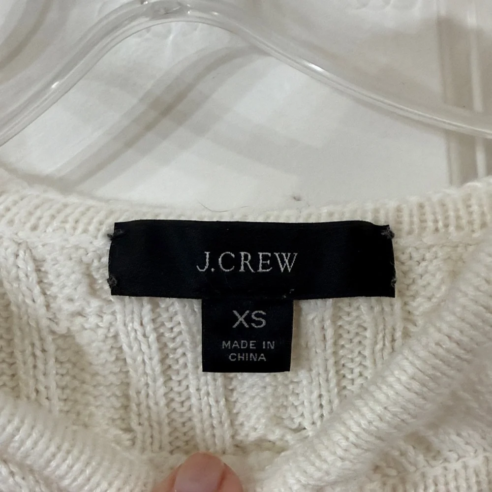 J. Crew Cable Knit Hooded Sweater - Cream